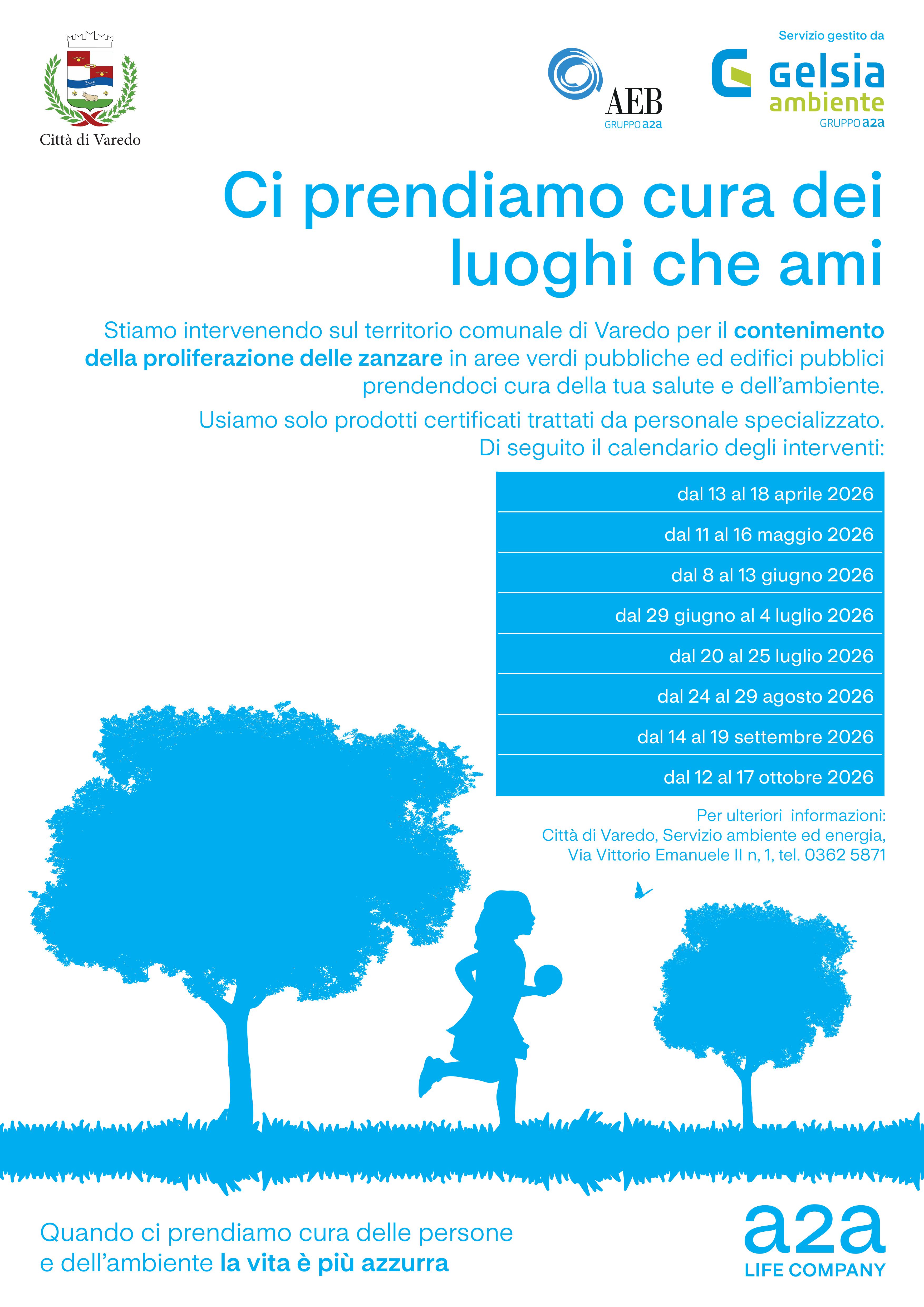 Calendario interventi disinfestazione zanzare