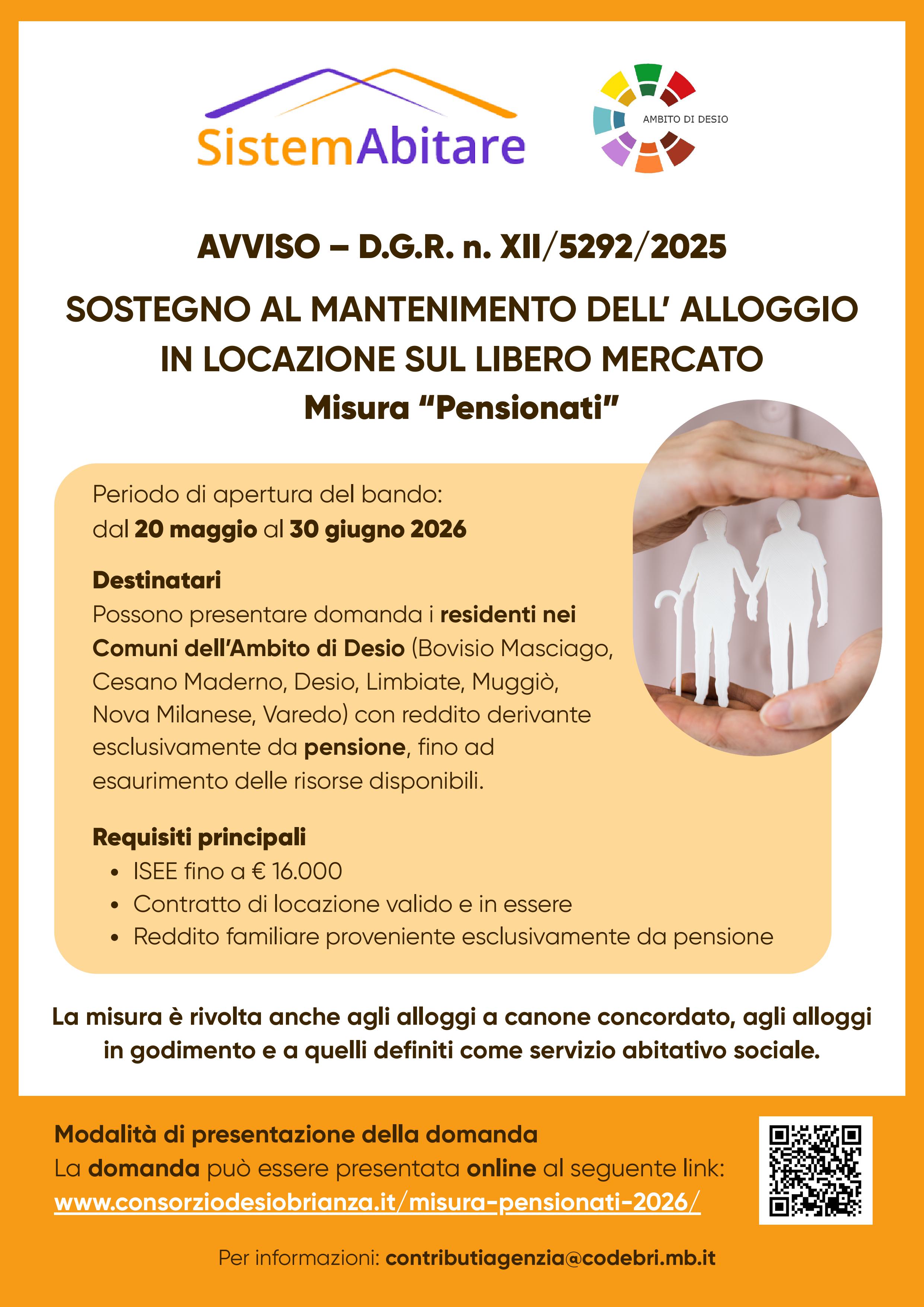 Pensionati – sostegno all’affitto